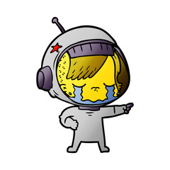 cartoon crying astronaut girl