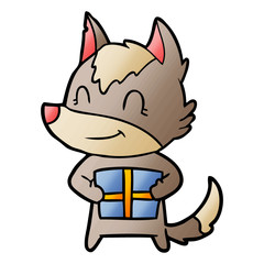 friendly cartoon wolf