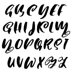 Naklejka premium Hand drawn dry brush font. Modern brush lettering. Grunge style alphabet. Vector illustration.