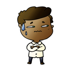 cartoon anxious man