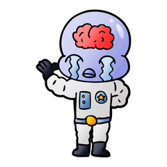 cartoon big brain alien crying