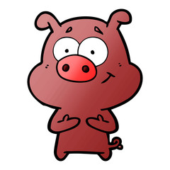 happy cartoon pig