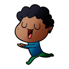 laughing cartoon man running