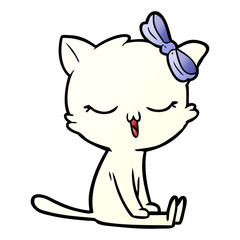 cartoon cat with bow on head