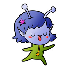 happy alien girl cartoon