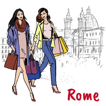woman walking in Rome