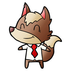 friendly cartoon wolf office worker