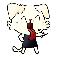 cartoon panting dog in dress