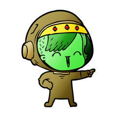 happy cartoon space girl