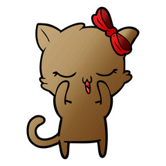 cartoon cat with bow on head