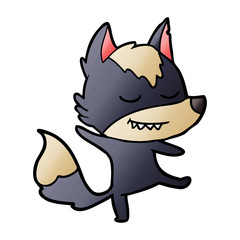 friendly cartoon wolf balancing