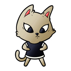 confused cartoon cat in clothes