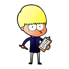 nervous cartoon boy