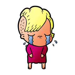 Obraz premium cartoon crying girl