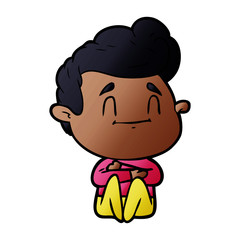 Naklejka premium happy cartoon man sitting