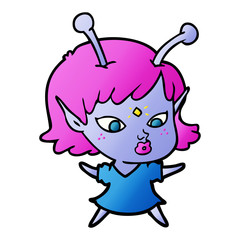 pretty cartoon alien girl
