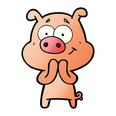 happy cartoon pig