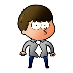 cartoon nervous boy in shirt and tie