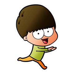 happy cartoon boy running