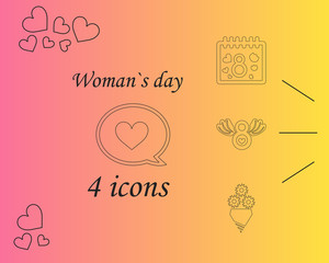 I love you womens doodle 4 icon in set of womens day