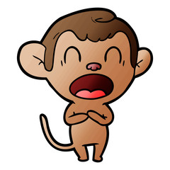 yawning cartoon monkey