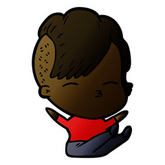 cartoon squinting girl