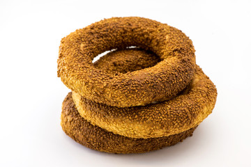 Simit Turkish bagel isolated on white background