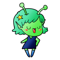 happy alien girl cartoon laughing
