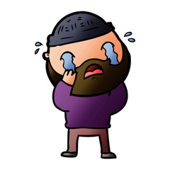 cartoon bearded man crying