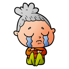 cartoon crying woman hugged up