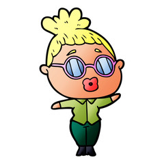 cartoon woman wearing spectacles