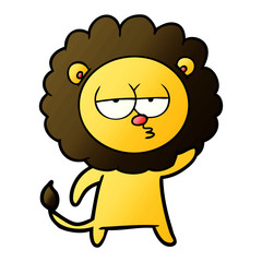 cartoon bored lion waving