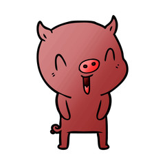 happy cartoon pig