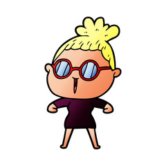 cartoon woman wearing spectacles