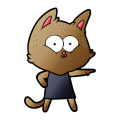 Obraz na płótnie Canvas cartoon cat girl pointing