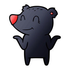 smiling bear shrugging shoulders