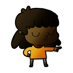 cartoon indifferent woman;pointing