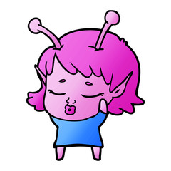 cute alien girl cartoon