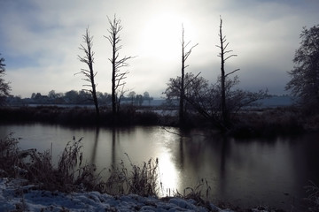 Morgen an der Wörnitz, Bayern, Deutschland