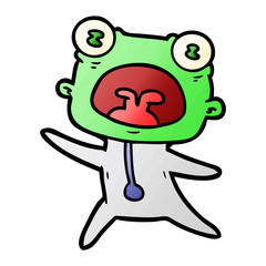 cartoon weird alien running away