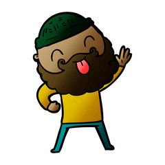 man with beard sticking out tongue