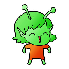 cartoon alien girl laughing