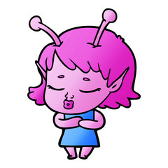 cute alien girl cartoon
