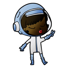 cartoon pretty astronaut girl