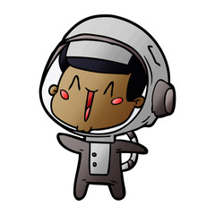 happy cartoon astronaut
