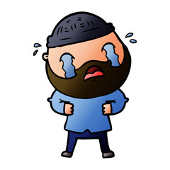 cartoon bearded man crying