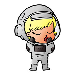 cartoon pretty astronaut girl