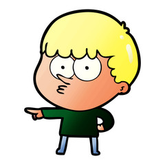 cartoon pointing boy