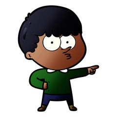 cartoon pointing boy