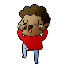 Obraz premium laughing cartoon man rubbign eyes